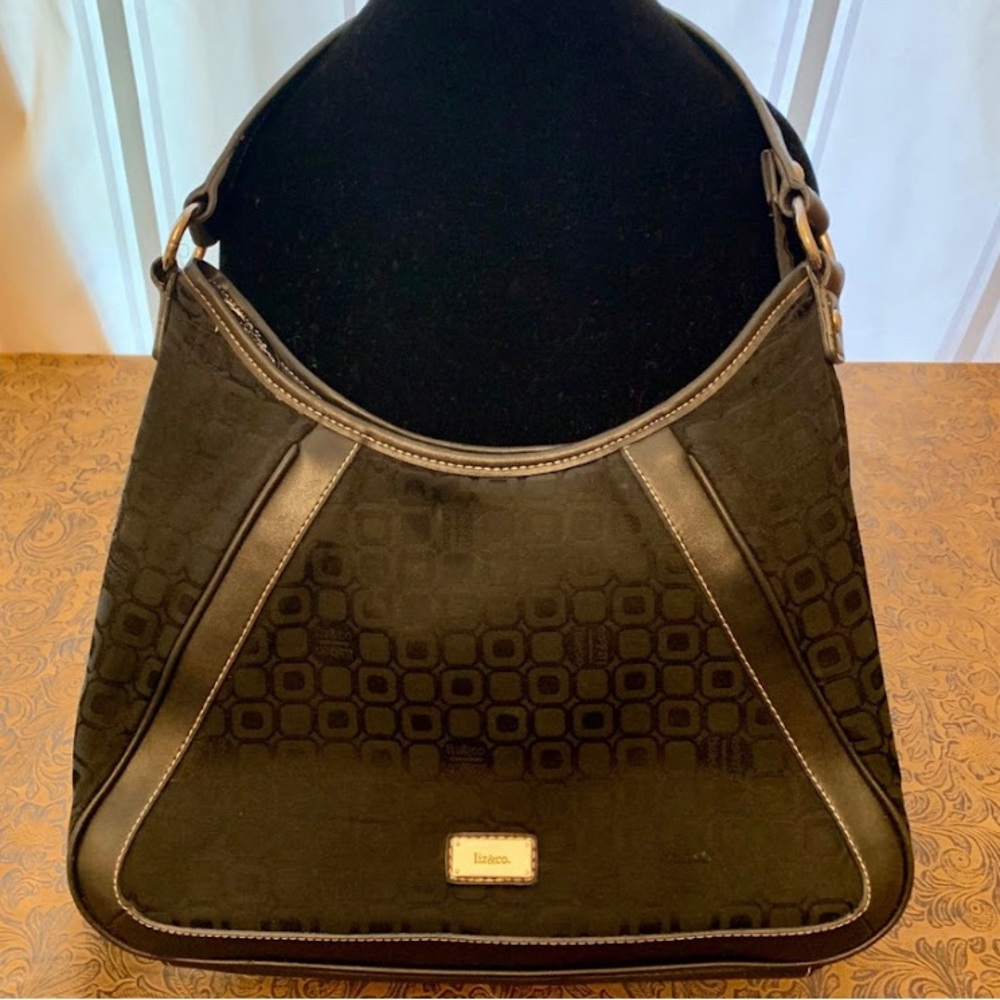Liz Claiborne Black Patterned Hobo Bag